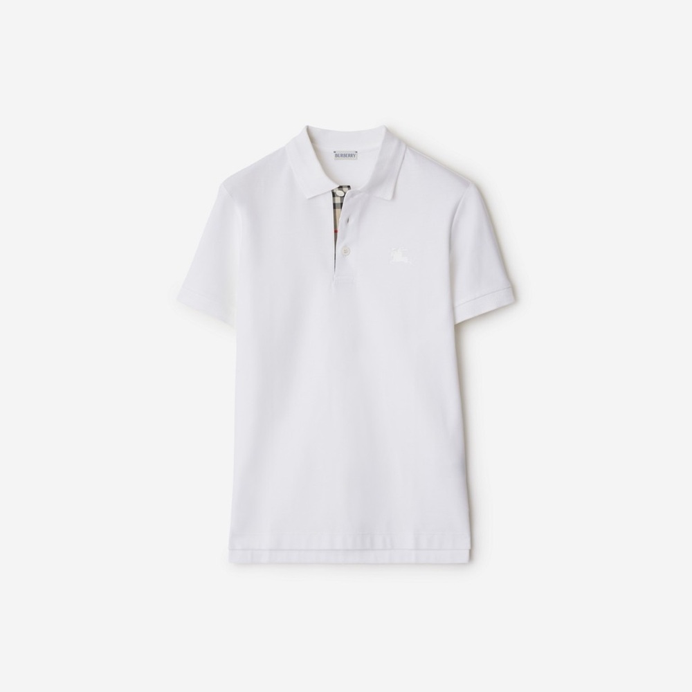 Burberry check collar White pique Polo Shirt. Women’s XL EUC